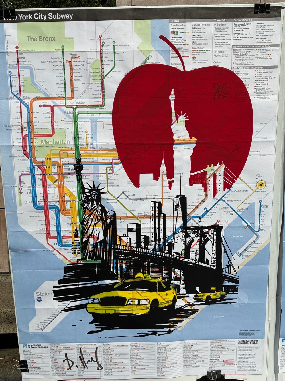 Original New York City Subway Map Artwork - Yellow Cab Big Apple